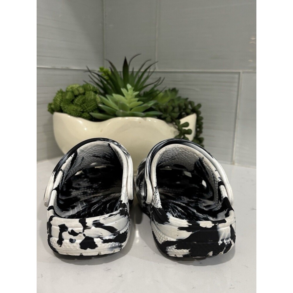 Crocs Kids Classic Marbled Clogs Size C10 Black White With Charms Pokémon Barney - Picture 4 of 7